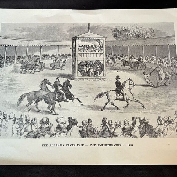 The Alabama State Fair The Amphitheatre 1858 Black & White Print EPC 12 x 9 - Picture 1 of 2